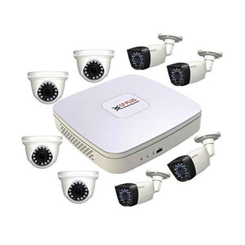 CP Plus White 4 Dome & 4 Bullet Channel DVR Camera Surveillance System Kit, CP-8ChD-4IRD&4L2D