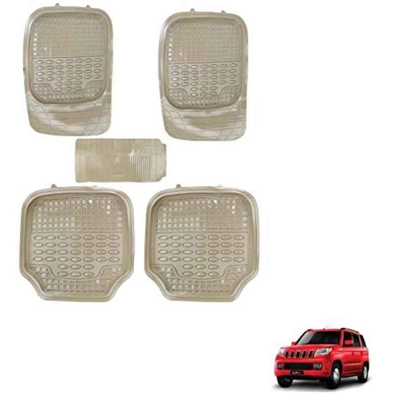 Kozdiko 5 Pcs 4G Beige Rubber & PVC Heavy Car Foot Mat Set for Mahindra TUV-300, koz_80900