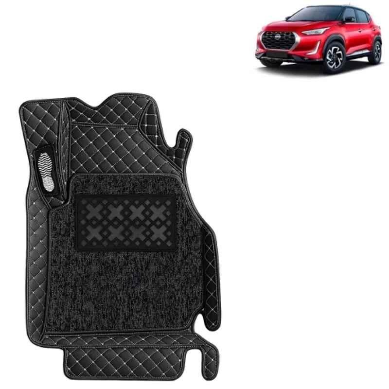 Kingsway 3 Pcs Premium 7D 100% Waterproof & Washable PU Leatherette Classic Black Car Floor Mat Set for Nissan Magnite 2020 Onwards All Model