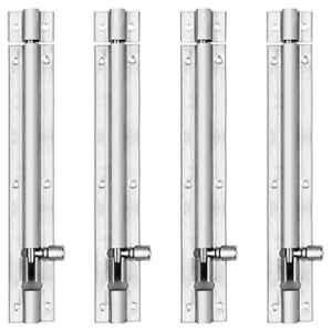 Voltizi 2 Pcs 4 inch Stainless Steel Plain Tower Bolt Set