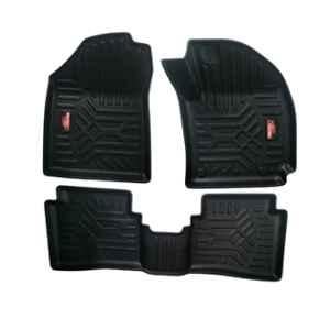 Pruvu 3 Pcs TPE Black 2 Row Car Floor Mat Set for Manual & Automatic Kia Syros 2025 Onward, PRU-TFM 038 A