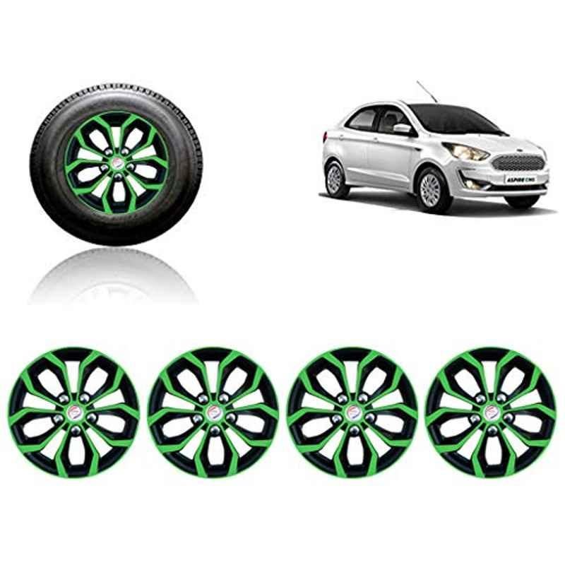 Auto Pearl 4 Pcs 14 inch ABS Green & Black Car Wheel Cover Set for Ford Aspire 2019