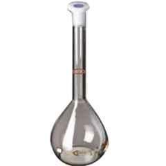 Glassco 500ml Qr Coded Clear Volumetric Flask with Penny Head Glass & Polyethylene Stopper, QR.130.520.09