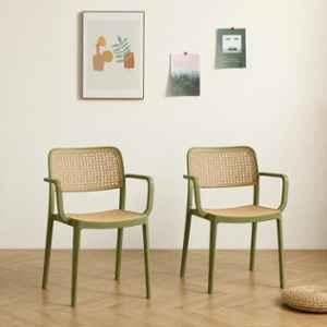 CELLBELL WeaveX Plastic Green Armrest Chair (Pack of 2)