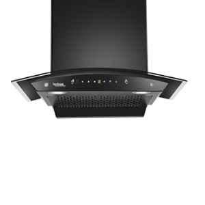 Hindware Sancia 60 60cm 1200CMH Filterless Auto-Clean Curved Glass Wall Mounted Kitchen Chimney with Motion Sensor, Touch Control & 2 Years Warranty