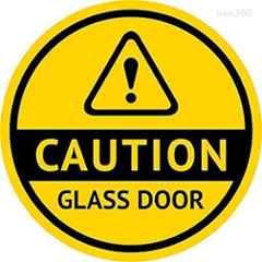 SUNSIGNS 400x200mm Vinyl & ACP Sheet Caution Glass Door Signage, SN0205VNLM3HPIFAJ