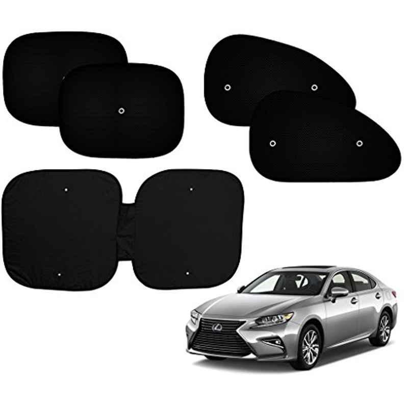 Auto Pearl 5 Pcs PVC & Mesh Black Window & Front Sun Shade Set for Lexus ES