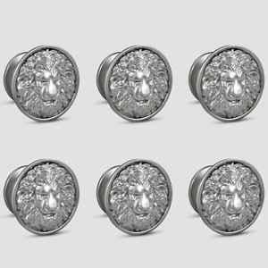 Plantex Lion Face Knobs for Drawer | Kitchen Cabinet Knobs | Pulls Handles for Wardrobe Kitchen (Pack of 6) Silver