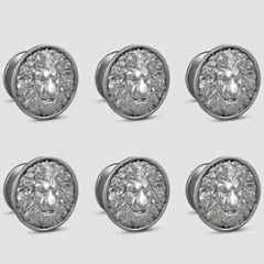 Plantex Lion Face Knobs for Drawer | Kitchen Cabinet Knobs | Pulls Handles for Wardrobe Kitchen (Pack of 6) Silver