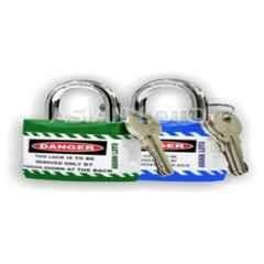 Asian Loto 2 Pcs Metal & Plastic Green & Blue Regular Shackle Jacket Padlock Set with 3 Keys, ALC-LPR