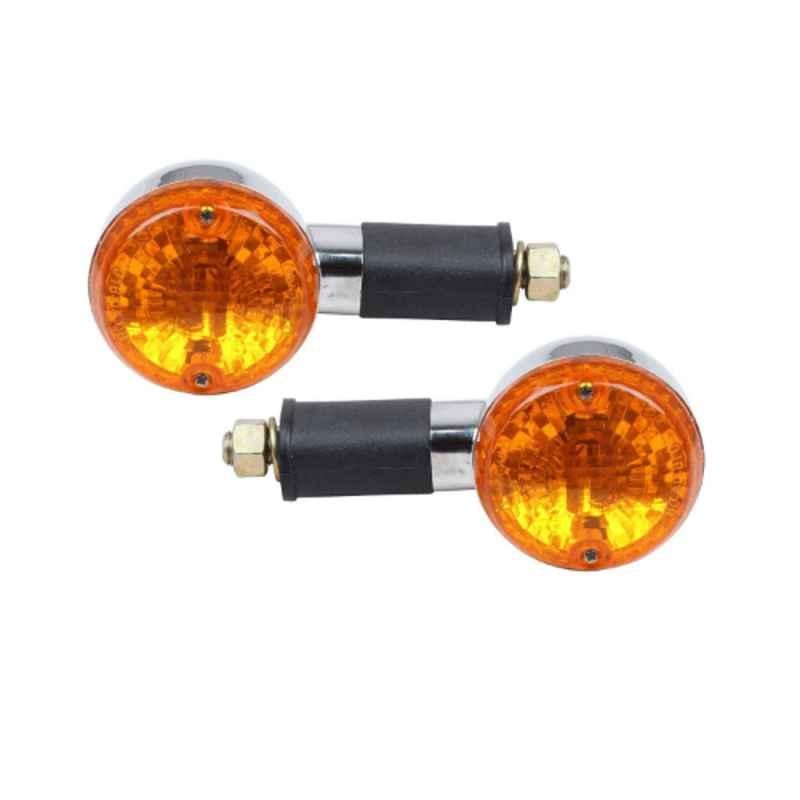 AllExtreme EXTSLBY2 2 Pcs Amber Yellow Glass Turn Signal Side Indicator Light Set for Bikes