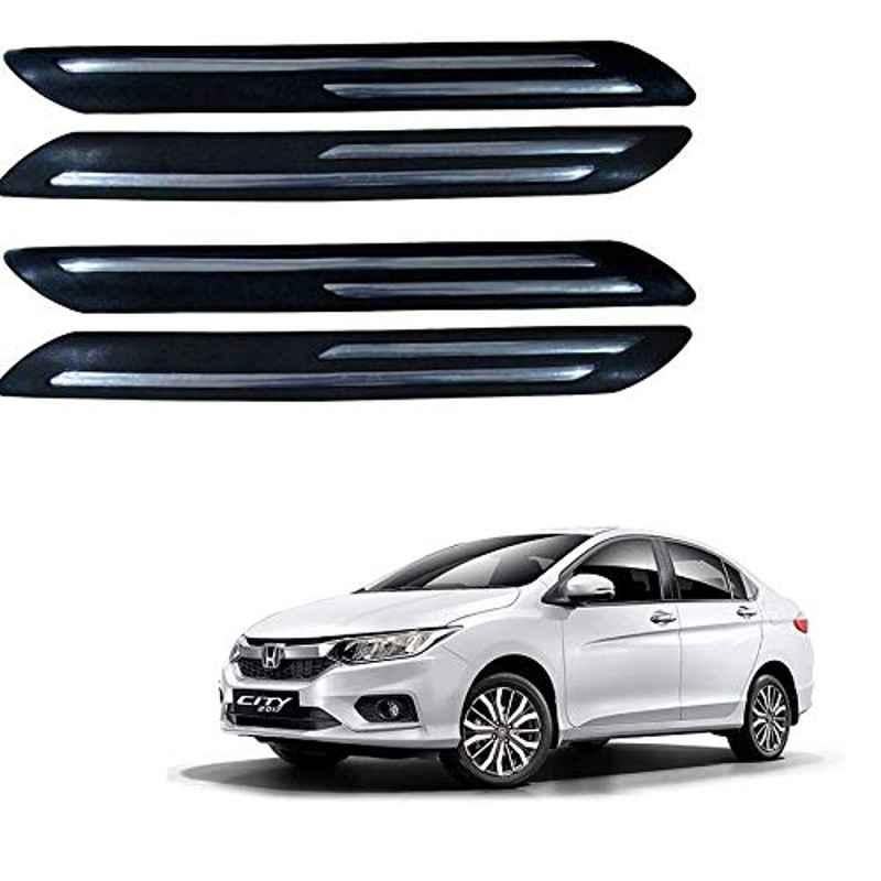 Kozdiko 4 Pcs PVC Black Double Chrome Finish Car Bumper Protector Set for Honda City 2017