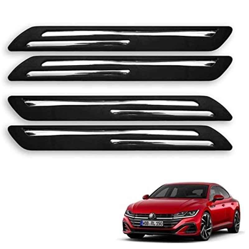 Kozdiko 4 Pcs Rubber Black Double Chrome Strips Car Bumper Protector Guard Set for Volkswagen Arteon