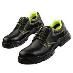 Fuel Reevon-04 Premium Leather & Breathable Air Mesh Black & Green Non Metallic Toe Safety Shoes, Size: 8