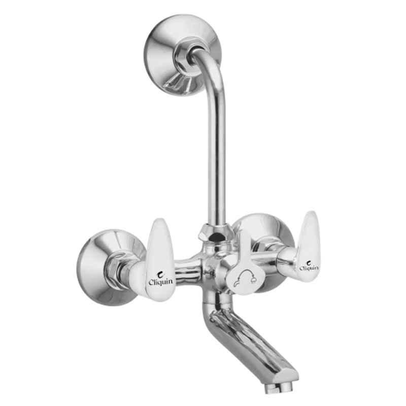 Cliquin Orange Cora Brass Silver Chrome Finish Wall Mixer with L Bend Pipe for Bathroom