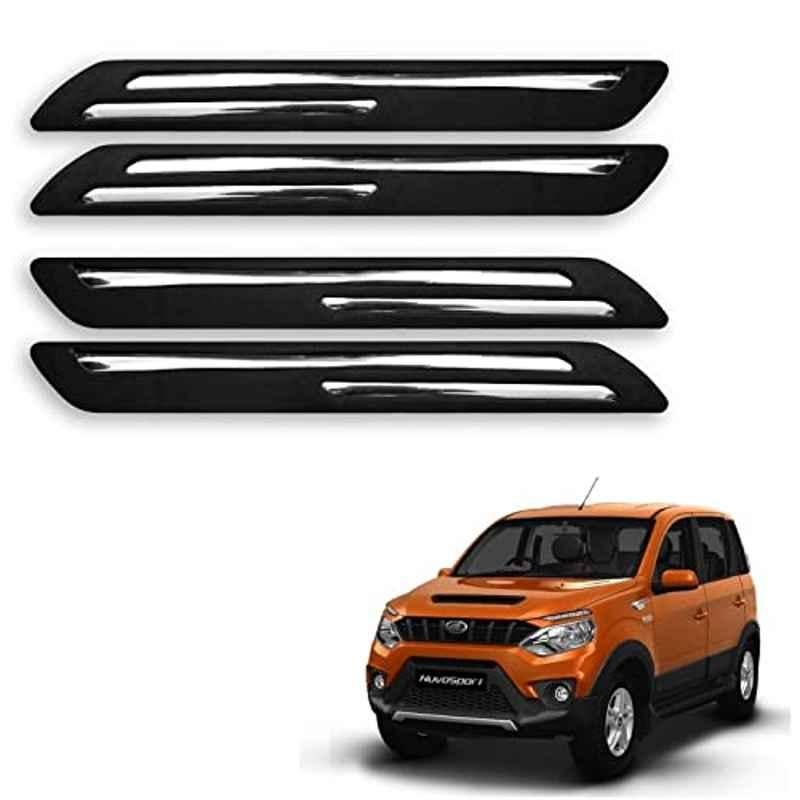 Kozdiko 4 Pcs Rubber Black Double Chrome Strips Car Bumper Protector Guard Set for Mahindra Nuvosport