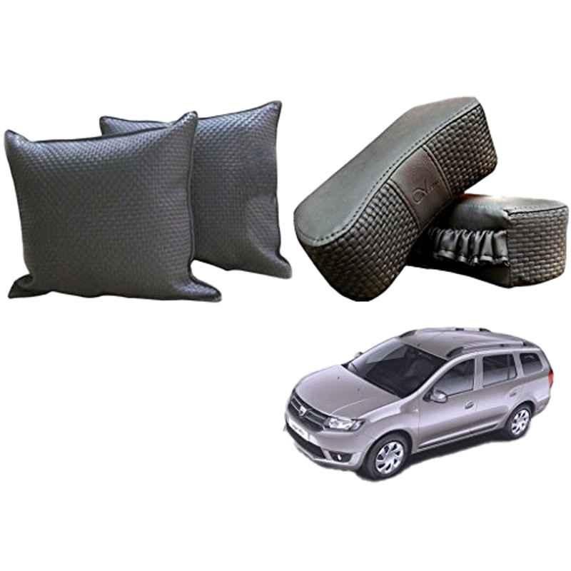 Kozdiko One Pair Grey Neck Rest & One Pair Cushion Combo for Mahindra Renault Logan