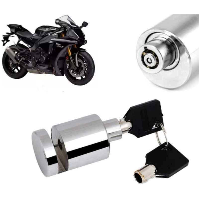 Auto Pearl Stainless Steel Silver Heavy Duty Anti Theft Motorcycle Disc Brake Lock, Lock_552