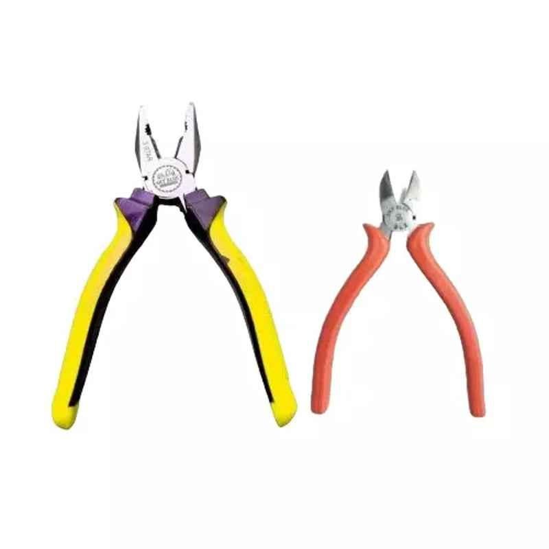 Sky Blue 2 Pcs 8 inch Multicolour 2 Cutting Wire False Piece Lineman Plier Combo, SBE328
