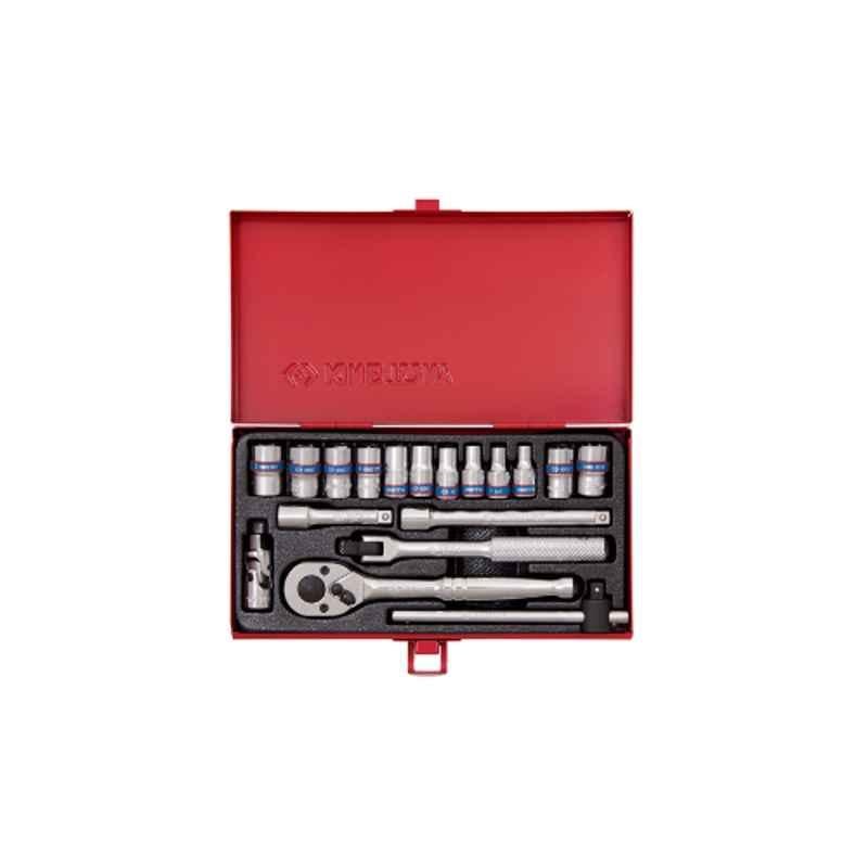 18PC.1/4"DR.SOCKET SET METRIC CHROME, 2519MR