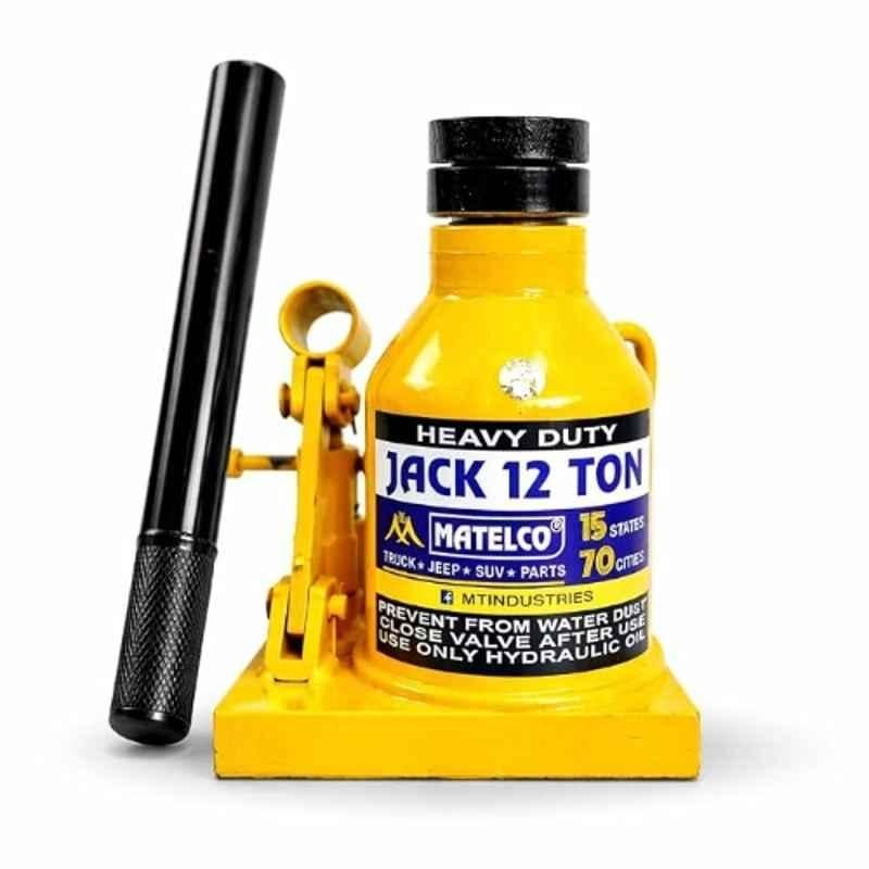 Matelco 12 Ton Hydraulic Bottle Jack with Safety Valve & Pump Handle for Car, SUV & Truck