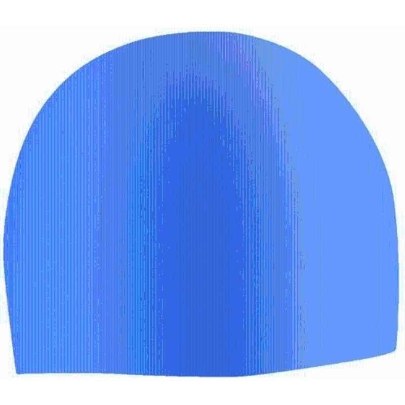 Matrica Silicone Blue Wrinkle Free Swimming Cap, Size: Free