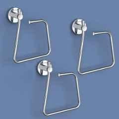 Plantex Stainless Steel Towel Ring for Bathroom/Napkin-Towel Hanger/Wash Basin/Bathroom Accessories Chrome-Rectangle (Pack of 3)