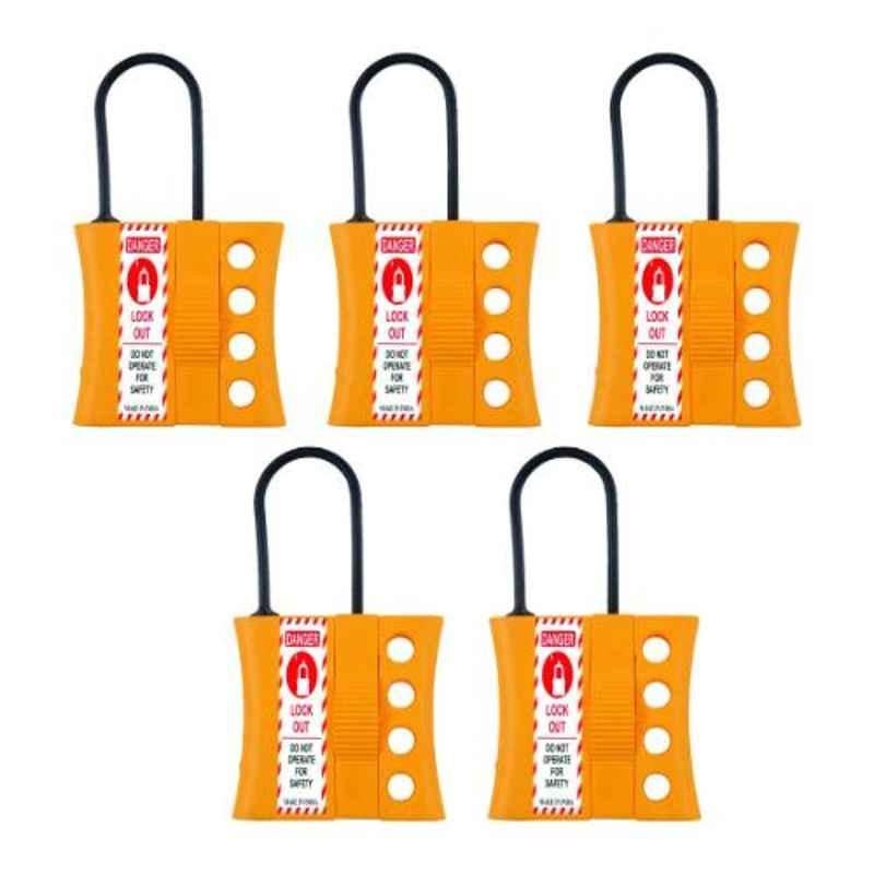 India Loto ILP041-5 4-7.5mm Yellow Non Conductive Slider Lockout Hasp (Pack of 5)