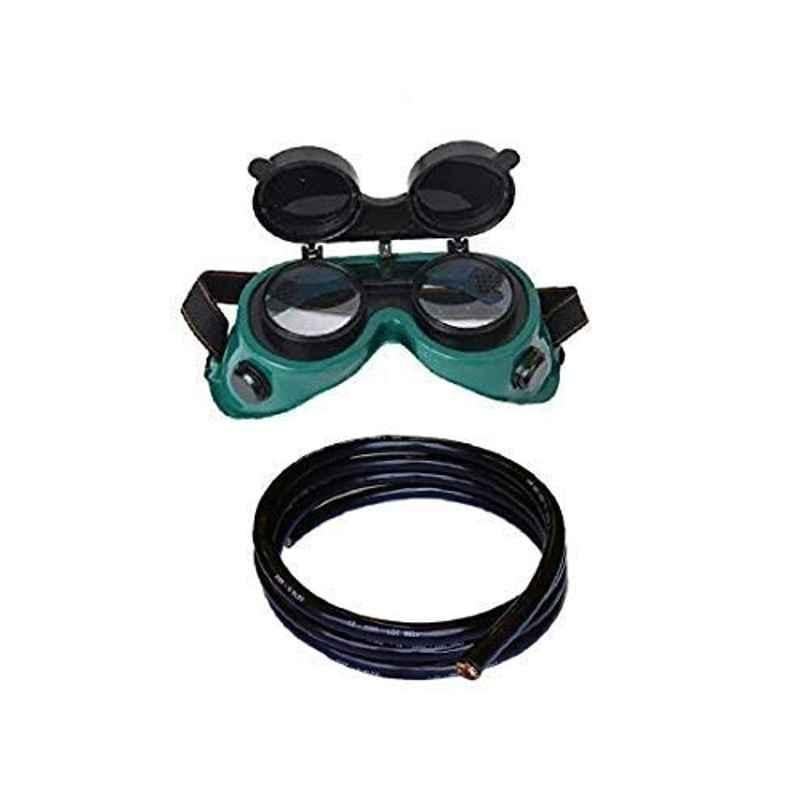 Krost Green Flip Up Lens Eye Glasses Welding Goggles With 1Meter Welding Cable, Green