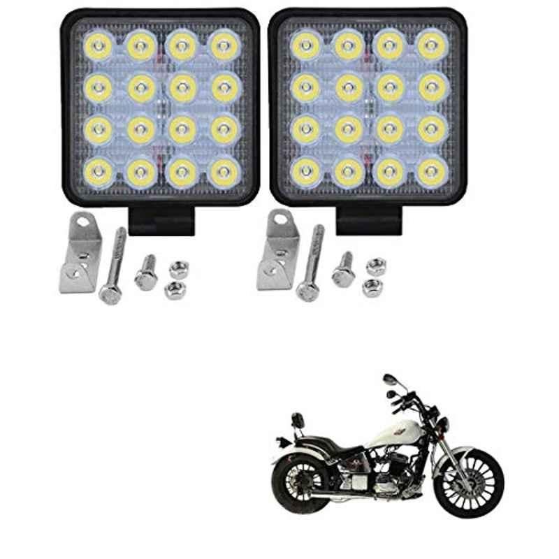 Kozdiko 2 Pcs 48W 16 LED Square Bright Beam White Fog Light Set for Regol Raptor Daytona 350, koz_93001