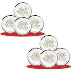 Classic Essentials CE-08 8 Pcs Stainless Steel Permanent Laser Glory Design Dinner Plate Set (Pack of 5)