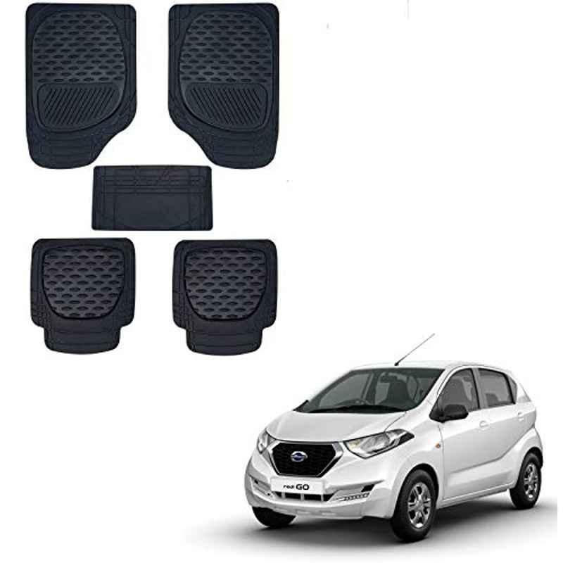 Kozdiko 6255 5 Pcs Rubber & PVC Black Heavy Car Foot Mat Set for Datsun Redi Go