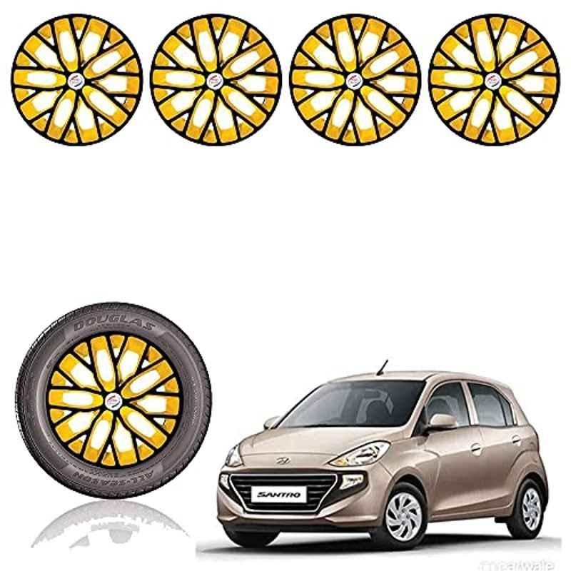Auto Pearl 13 inch ABS Black & Yellow Press Type Car Hub Cap Wheel Cover for Santro 2018 DLite