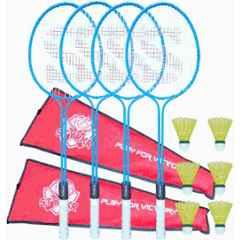 STYRKR Alloy Steel Blue Badminton Racquet Set of 4 Steel Frame with Shuttlecocks & 2 Bag Badminton Kit