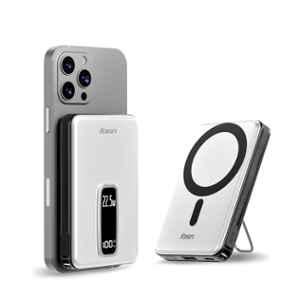 Foxin Mag One 22.5W 10000mAh Pearl White Wireless Fast Charging Power Bank with Metal Stand & 6 Months Warranty