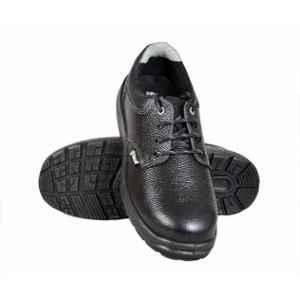 Zain Safety S1-SR Sr-106 Genuine Leather Steel Toe Black Safety Shoes, Size: 9