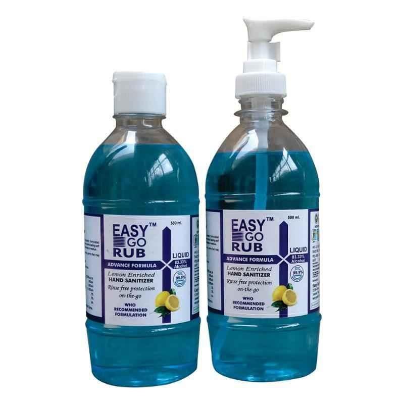 Easy Go Rub 83% Ethyl Alcohol 2x500ml & Dispenser Liquid Based Hand Sanitizer Combo