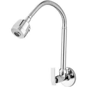 Mysis Desire Brass Chrome Finish Silver Wall Mounted Spray Spout Flexible Sink Cock with Flange