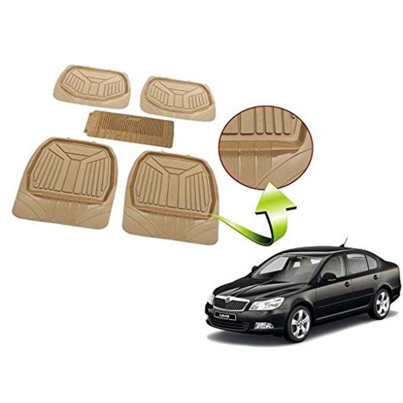 Kozdiko 5 Pcs Rubber Beige 3G Rubber Mat Set for Skoda Laura