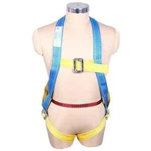 Safe Dot Polyester Yellow & Blue Full Body Harness with Double Rope & Scaffold Hook, SDE-02