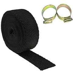Meenu Arts Silencer Wrap Bike Exhaust Heat Shield for Royal Enfield 350 Twin Spark, (Black) Length-3 Metre