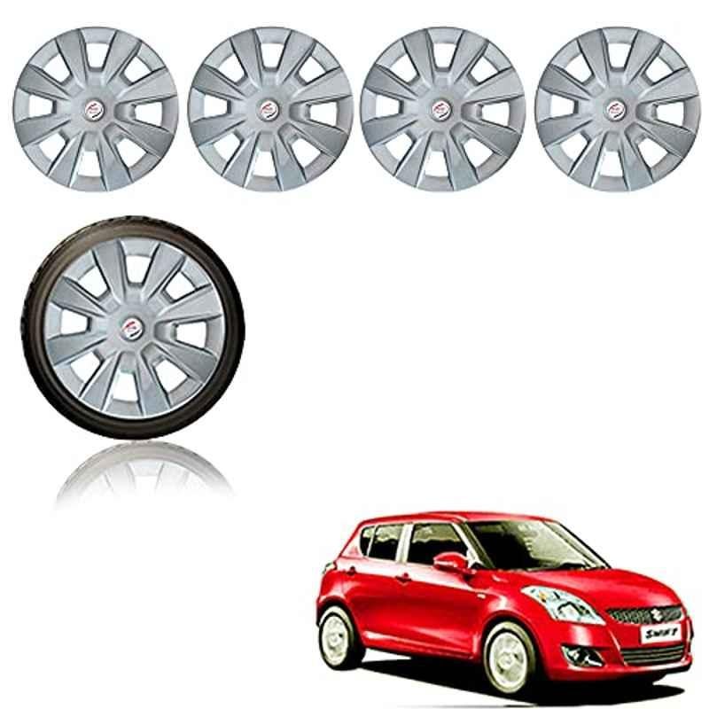 Auto Pearl 4 Pcs 14 inch ABS Silver Car Wheel Cover Set for Maruti Suzuki Swift Type 3