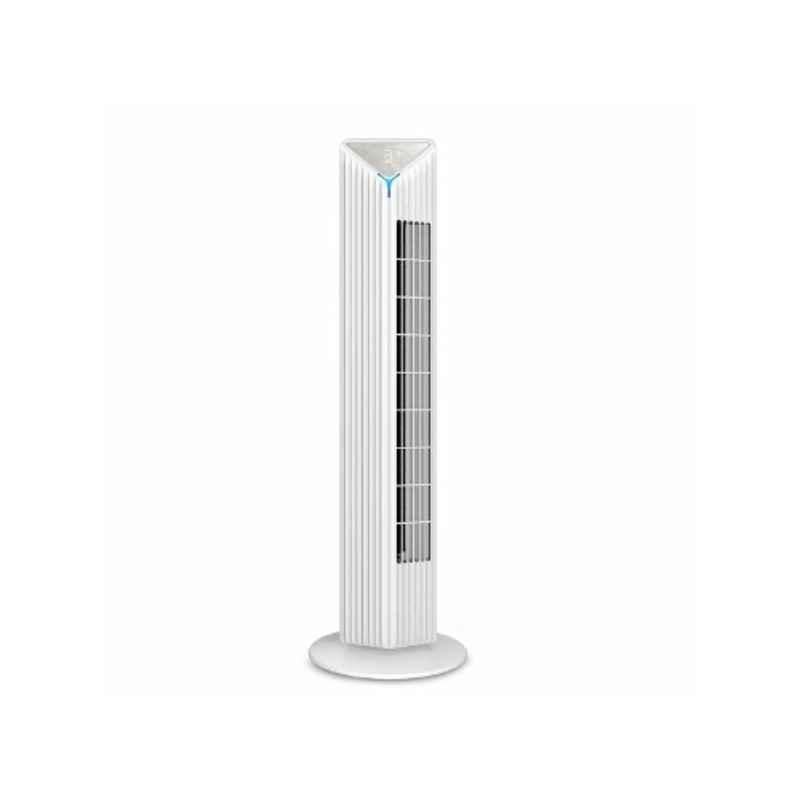 GM Fortune 55W Super Silent Operation White Bladeless Tower Fan with Air Purifier with 90 deg Horizontal Oscillation, 3 Speed Modes, Up to 8 Hours Timer & Remote for Easy Access