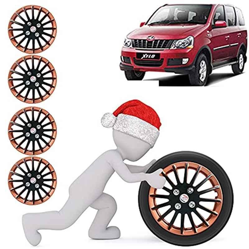 Auto Pearl 4 Pcs 15 inch ABS Copper & Copper Press Fitting Wheel Cover Set for Mahindra Xylo