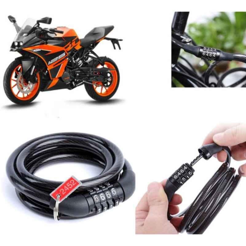 Auto Pearl PVC & Plastic Black 4 Digit Combination Cable Lock, 897