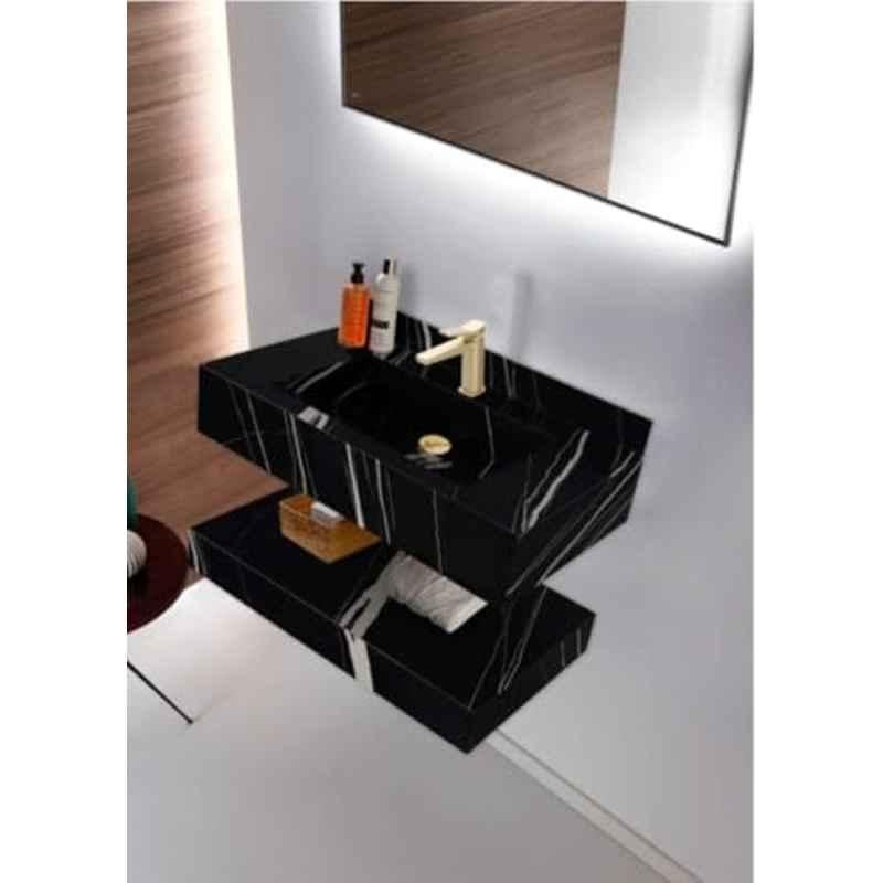 Plantex Ceramic Marble Rock Slab Floating Vanity with Washbasin for Bathroom, Ruhi-1007