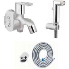 Prestige Waterfall Brass Chrome Finish 2 Way Bib Cock with Push Button Health Faucet
