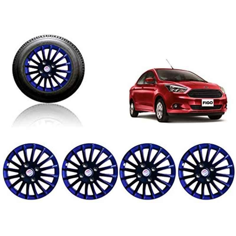 Auto Pearl 4 Pcs 14 inch ABS Black & Blue Press Fitting Wheel Cover Set for Ford Figo 2015