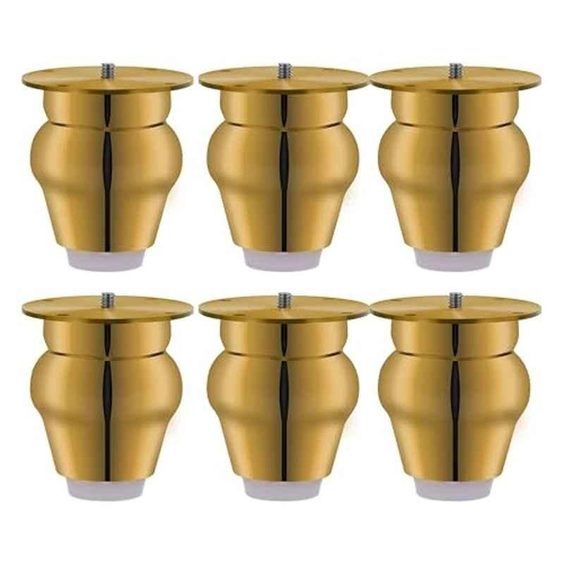 Plantex 3 inch Stainless Steel Gold Stylish Sofa Legs with Rubber Grip (Pack of 6)
