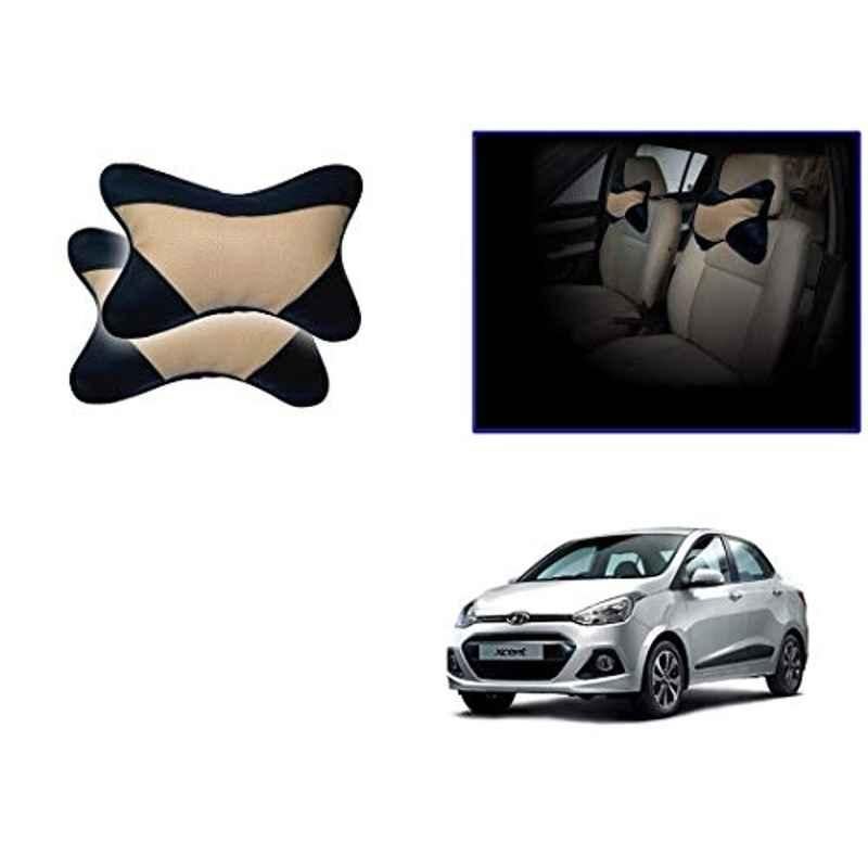 Kozdiko 2 Pcs Beige Black Neck Rest Cushion Pillow Set for Hyundai Xcent